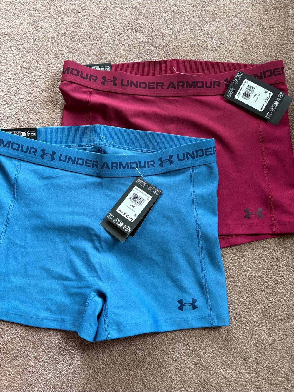 Under Armour Womens Heatgear Shorty Compression tight Shorts large NWT